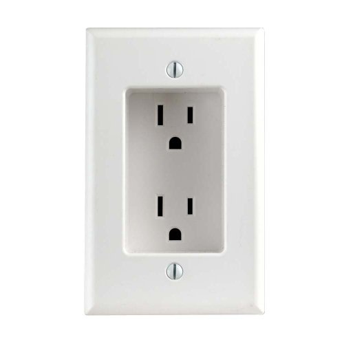 Leviton 689-W 15 Amp 1-Gang Recessed Duplex Receptacle, Residential Grade, with Screws Mounted to Housing, White Leviton 689-W 15 Amp 1-Gang Recessed Duplex Receptacle, Residential Grade, with Screws Mounted to Housing, White