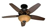 HUNTER HR 21331 44 Ceiling Fan New Bronze 5 Minute Fan & 5 Reversible Dk Mocha/Rustic Lodge Blades