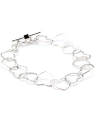ELLE Jewelry Open Heart Linked Sterling Silver Bracelet, 7.5"