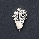 Sterling Silver Antiqued Pot of Tulips Pin