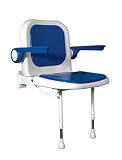 AKW Padded Fold Up Shower Seat with Back and Arms, Blue