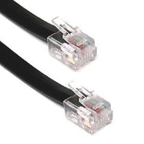ADSL Cable 10m RJ11 to RJ11 - High Quality Modem Lead for Broadband Connections - 10 Metres Black