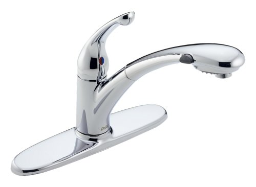 Delta 470 Signature Single-Handle Kitchen Faucet with Pull-Out Spray, Chrome