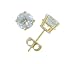 14K Yellow Gold Four Prong 6mm Round Aquamarine Stud Earrings