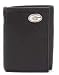 Black Pebble Grain Leather Tri-fold with Silver Emblem - Collegiate Series