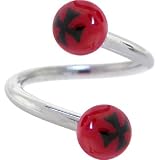 Red Black CROSS Spiral Twister Belly Ring