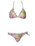 Surfside Pink Pastel Floral Belted Bikini w/Ruffles