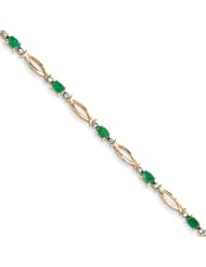14k Diamond And Emerald Bracelet