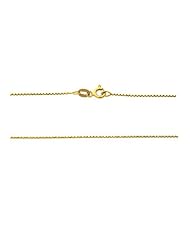 14K Yellow Gold - 16" 0.9 MM. Round Box Necklace Gold Chain