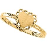 14K White Gold Heart Signet Ring