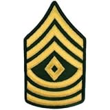 IMAGE OF US Military Embroidered Iron on Patch Set of 2 - United States Army Rank Collection - E8 1st Sergeant Sgt Dress Green Appliques