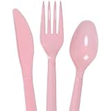 Party! 16 Forks, 16 Spoons & 16 Knives, Pink