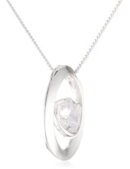 Sterling Silver Open Circle Swirl Pendant with Cubic Zirconia Necklace, 18"
