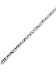 14K Solid White Gold Hip Hop Bullet Chain Bracelet 4mm (5/32 in.) - 8.5 in.