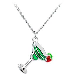 Stainless Steel Green Margarita Drink Necklace