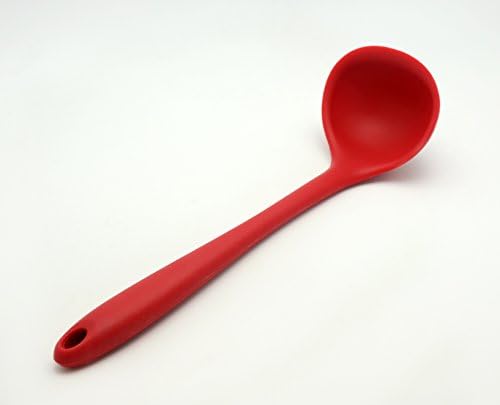 CookEasy's Premium Silicone Ladle with Hygienic Solid Coating - (Cherry Red)