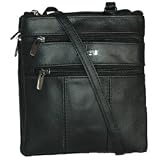 CAMEO LEATHER CROSS BODY SHOULDER BAG, BLACK