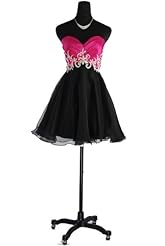 A-line Strapless Short Natural   Waistline Sweetheart Organza/Tulle Lace Prom Dress/Mini Dress 