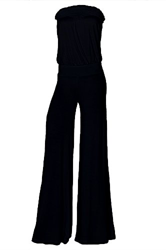Womens Fashion Strapless Wide Leg Smocked Tube Casual Jumpsuit USA