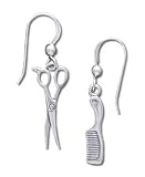 Solid Sterling Silver Comb & Scissors Earrings