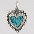 Tiny Turquoise Heart Charm or Pendant in Sterling Silver, #2512