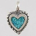 Tiny Turquoise Heart Charm or Pendant in Sterling Silver, #2512