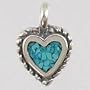 Tiny Turquoise Chip Inlay Heart Charm or Pendant in Sterling Silver, #2512
