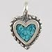 Tiny Turquoise Heart Charm or Pendant in Sterling Silver, #2512