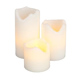 Everlasting Glow Flameless Wax Melted-Edge Pillar Candle, Set of 3