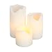 Everlasting Glow Flameless Wax Melted-Edge Pillar Candle, White, Set of 3