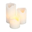 Everlasting Glow Flameless Wax Melted-Edge Pillar Candle, White, Set of 3