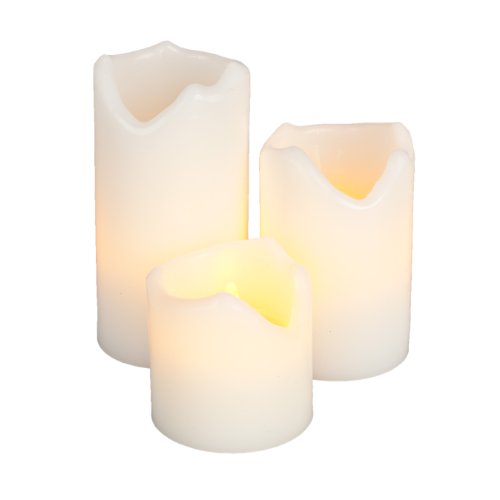 Best Cheap Everlasting Glow Flameless Wax Melted-Edge Pillar Candle, White, Set of 3