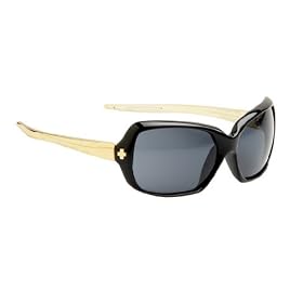 SPY OPTIC DYNASTY BLACK PLASTIC WITH GOLD TEMPLES GREY LENS WOMEN SUNGLASSES SHADES