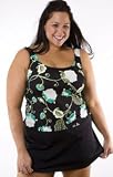 China Rose Two Piece Plus Size Skirtini Swimsuit by Jantzen - Women's Swimwear Plus Size Swimsuits