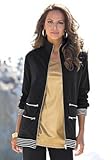 IMAGE OF Roamans Plus Size Sport Chic Zipper Trim Jacket (BLACK SILVER,1X)