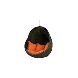 Outdoor Woven Wicker Mandarin Orange Hanging Chair w/Pillows