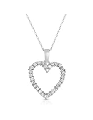1 Carat Diamond Heart Pendant Necklace in 14k white gold on 18" 14k White Gold Rope Style Chain