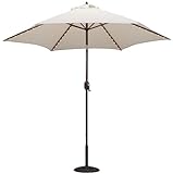 9-Foot TropiLight Lighted Bronze Aluminum Market Canvas Poly Cover Umbrella