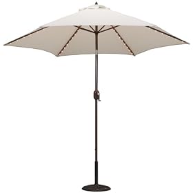 9-Foot TropiLight Lighted Bronze Aluminum Market Umbrella with Canvas Poly Cover