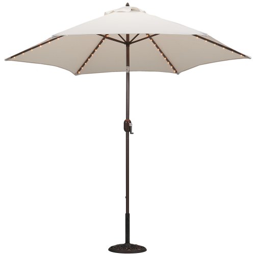 9-Foot TropiLight Lighted Bronze Aluminum Market Canvas Poly Cover Umbrella.