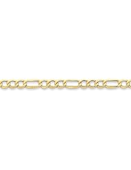 10k Yellow Gold 8in 6.6mm Semi-Solid Figaro Chain Bracelet. Metal Wt- 4.48g