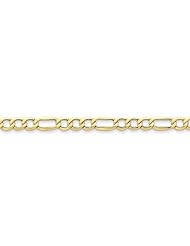 10k Yellow Gold 7in 6.6mm Semi-Solid Figaro Chain Bracelet. Metal Wt- 3.98g