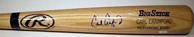 Carl Crawford Autographed/Hand Signed Rawlings Blonde Big Stick Bat