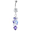 Handcrafted Genuine Swarovski Blue Amethyst Cascading Drop Belly Ring