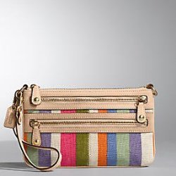 Coach Bonnie Linen Legacy Stripe Large Wristlet Case Bag for IPOD 42568