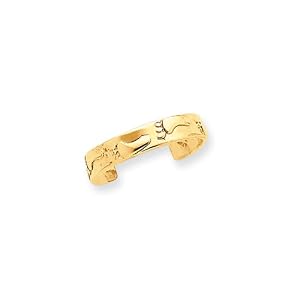 Footprints Toe Ring in 14 Karat Gold