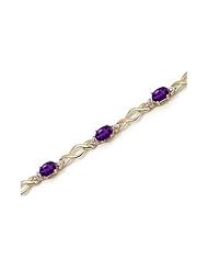 14K Yellow Gold Oval Amethyst and Diamond Bracelet