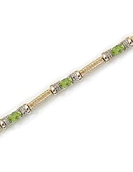 10k Yellow Gold Natural Peridot And Diamond Tennis Bracelet