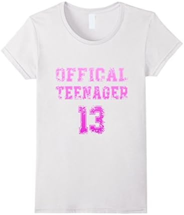 Women's Official Teenager - 13 Birthday Girl Shirt Pink Small White