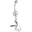 PLAYBOY Multi RHINESTONE RABBIT Head Dangle Belly Ring
